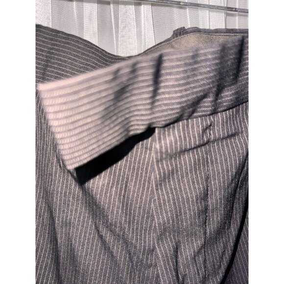 Theory Mens Black Pinstripe Wool-Blend Trousers With Front Zipper Closure - Picture 3 of 8